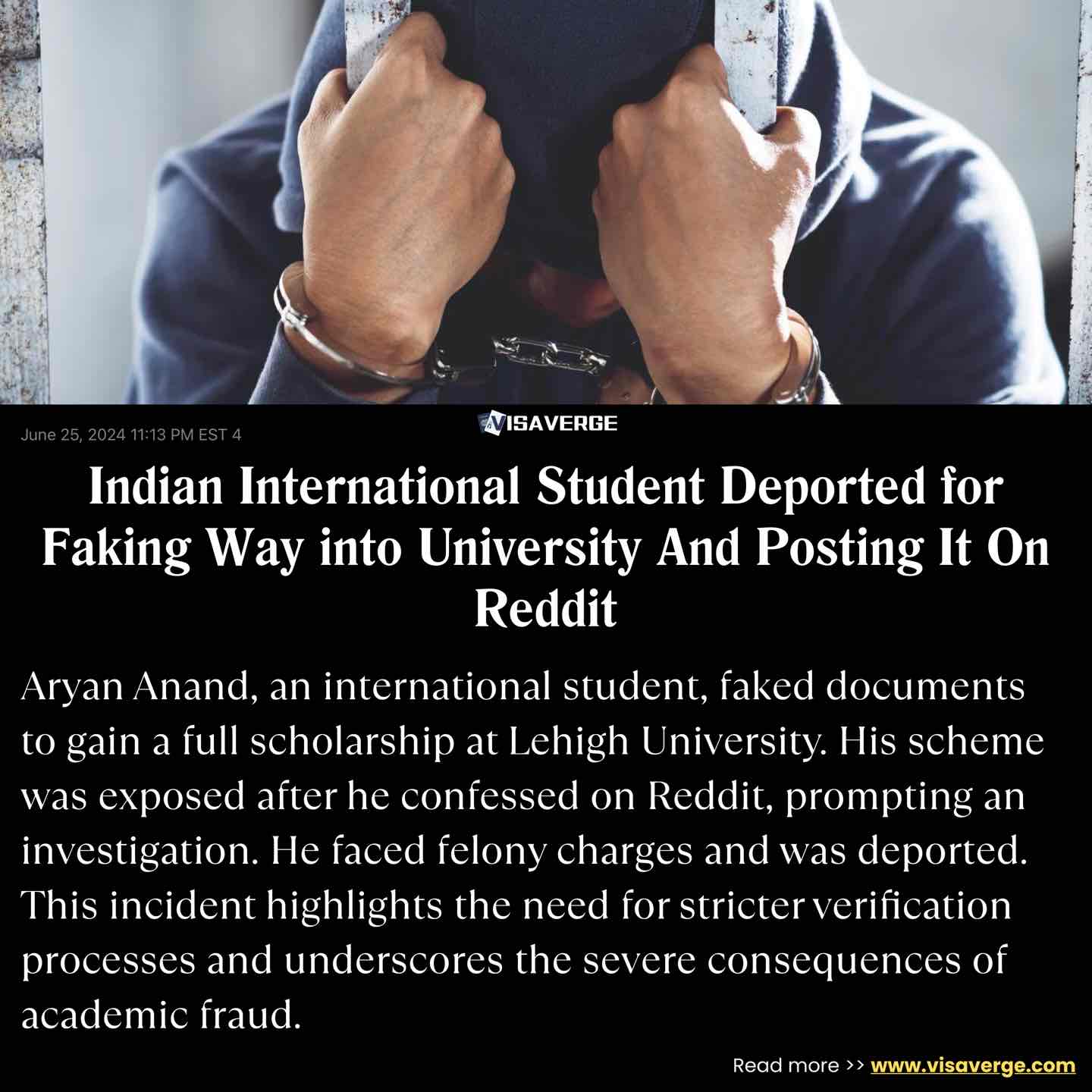 Indian International Student Deported for Faking Way into University And Posting It On Reddit