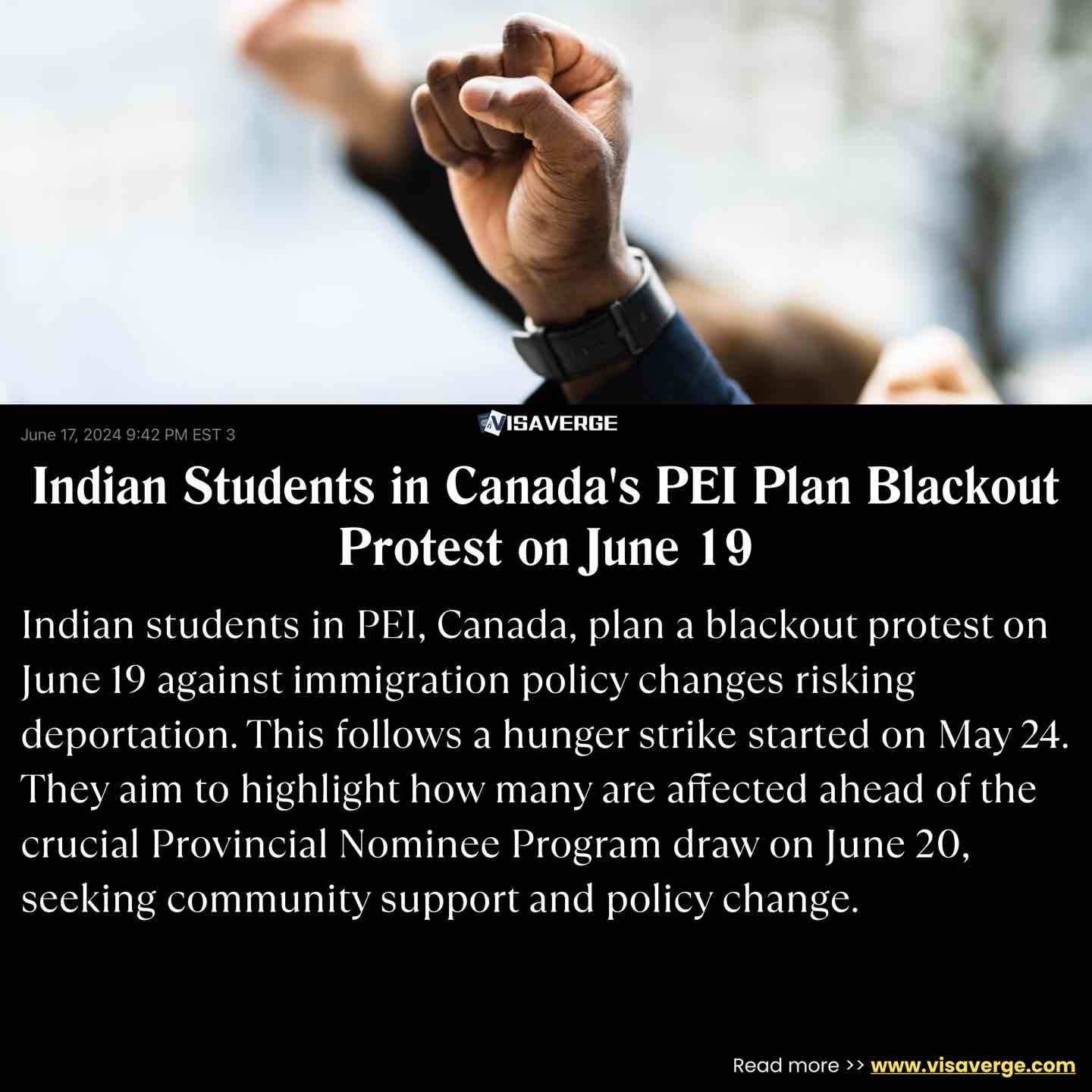 Indian Students in Canada's PEI Plan Blackout Protest on June 19