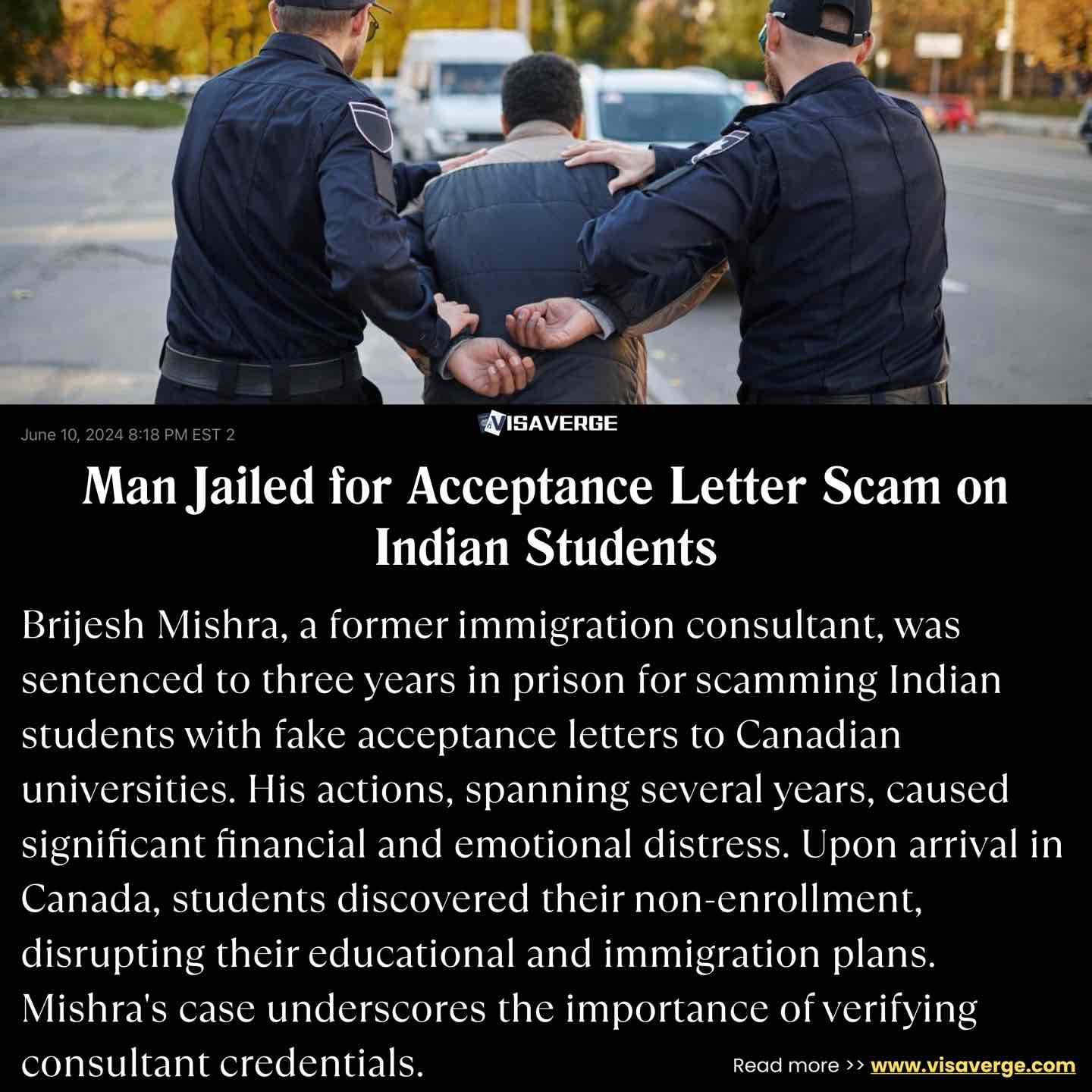 Man Jailed for Acceptance Letter Scam on Indian Students