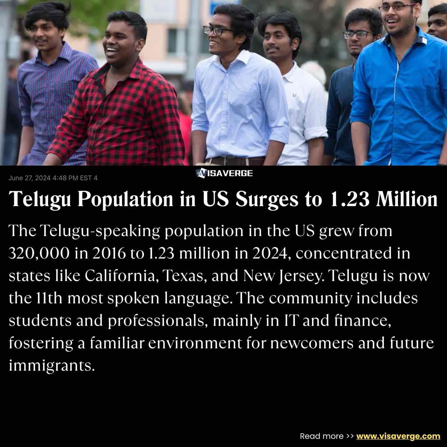Telugu Population in US Surges to 1.23 Million Telugu Population in US Surges to 1.23 Million