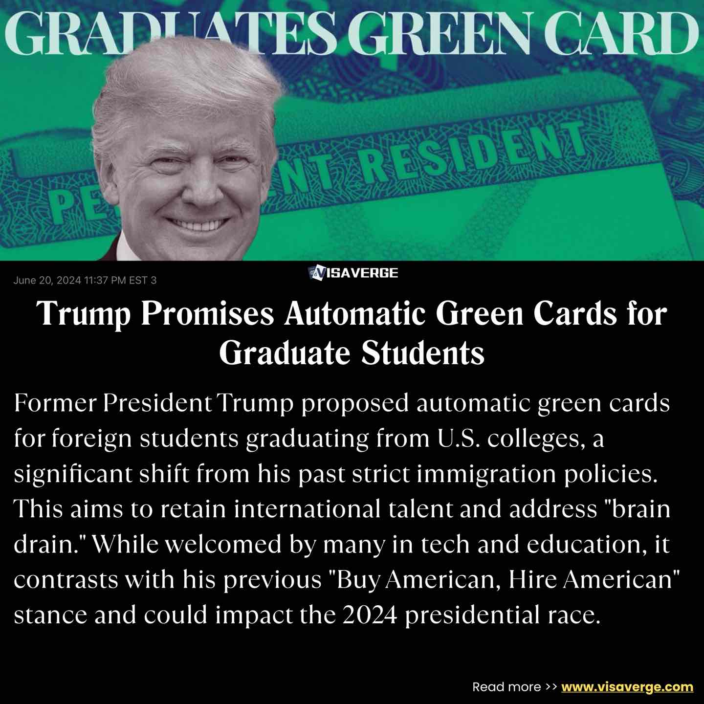 Trump Promises Automatic Green Cards for Graduate Students Trump Promises Automatic Green Cards for Graduate Students
