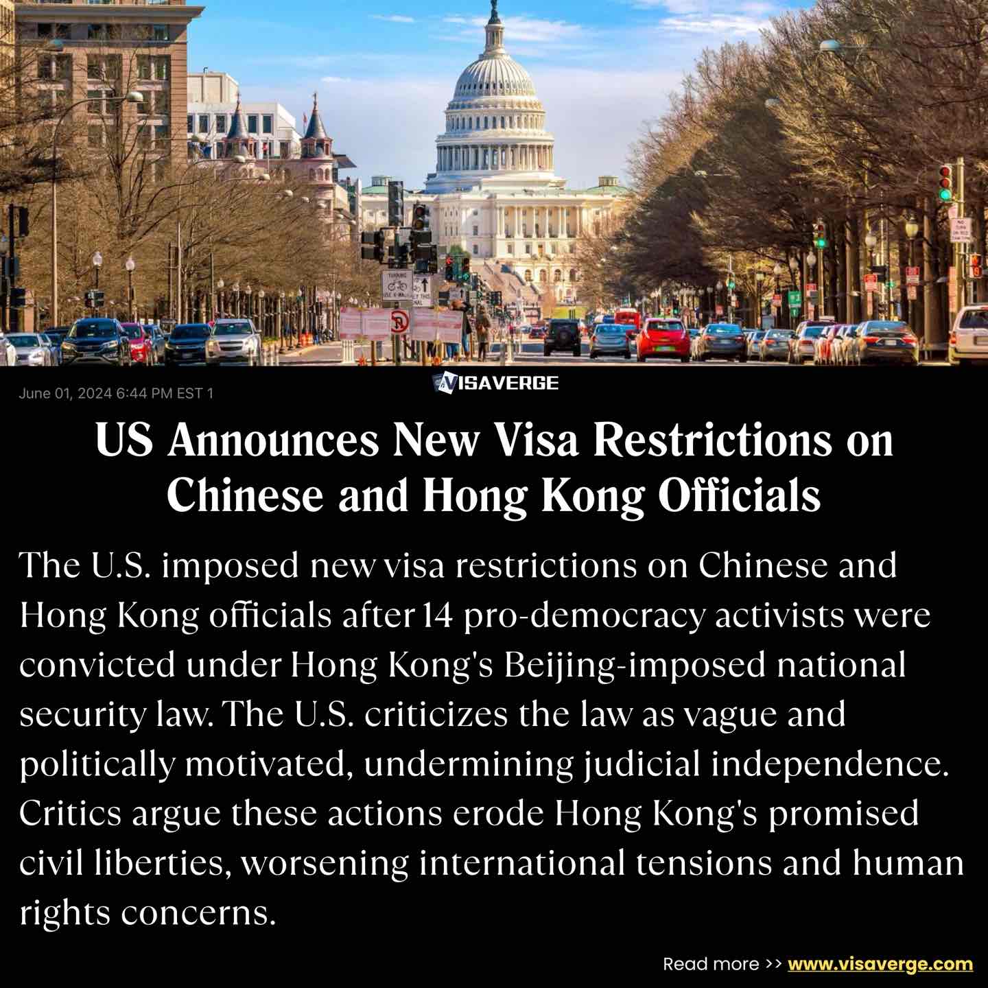 US Announces New Visa Restrictions on Chinese and Hong Kong Officials US Announces New Visa Restrictions on Chinese and Hong Kong Officials