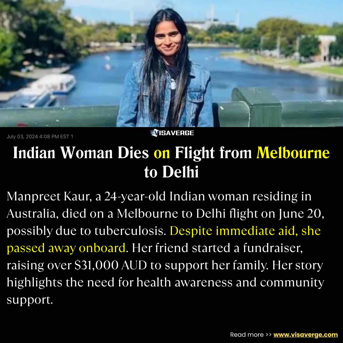 Indian Woman Dies on Flight from Melbourne to Delhi Indian Woman Dies on Flight from Melbourne to Delhi