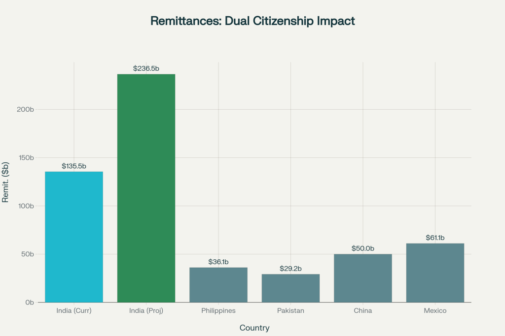 Potential economic impact: India's remittances could increase by 74.6% with dual citizenship
