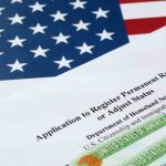 Application for US Permanent Residence Green Card with American Flag