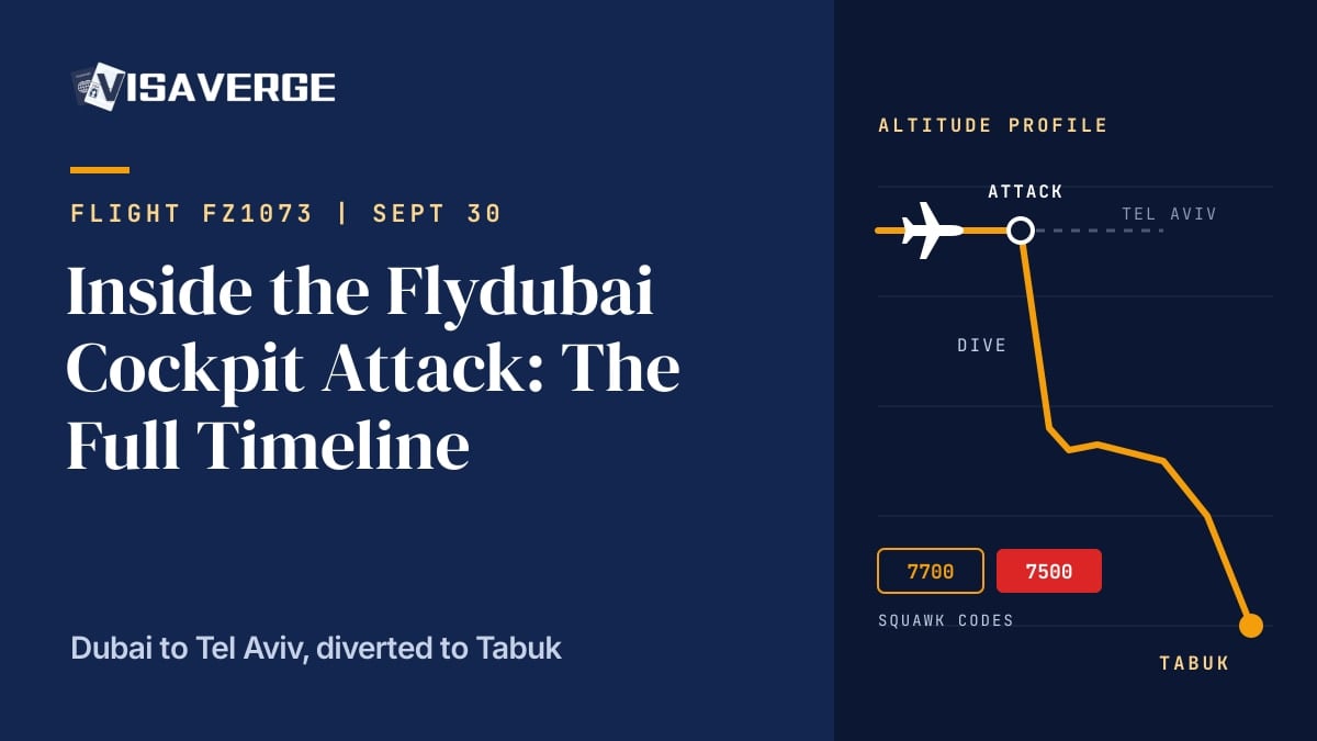 VisaVerge graphic: altitude profile of flydubai flight FZ1073 diving after the cockpit attack and diverting to Tabuk