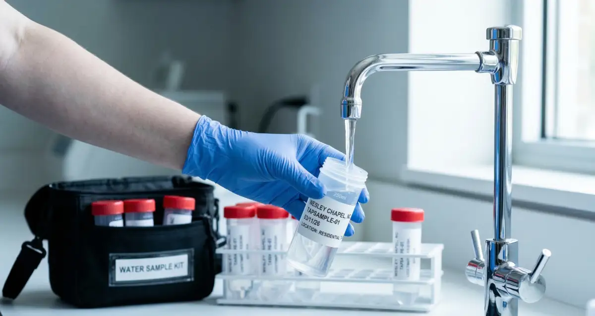 Water sample collection vials for well water testing